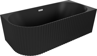 Mexen Gia freestanding corner fluted right bathtub 150 x 75 cm, black matte, chrome overflow - 52701507571P-01