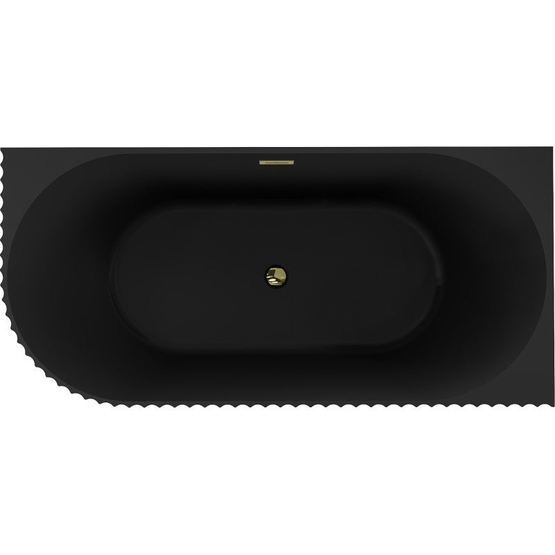 Mexen Gia freestanding corner grooved bathtub right 150 x 75 cm, black matte, gold overflow - 52701507571P-50
