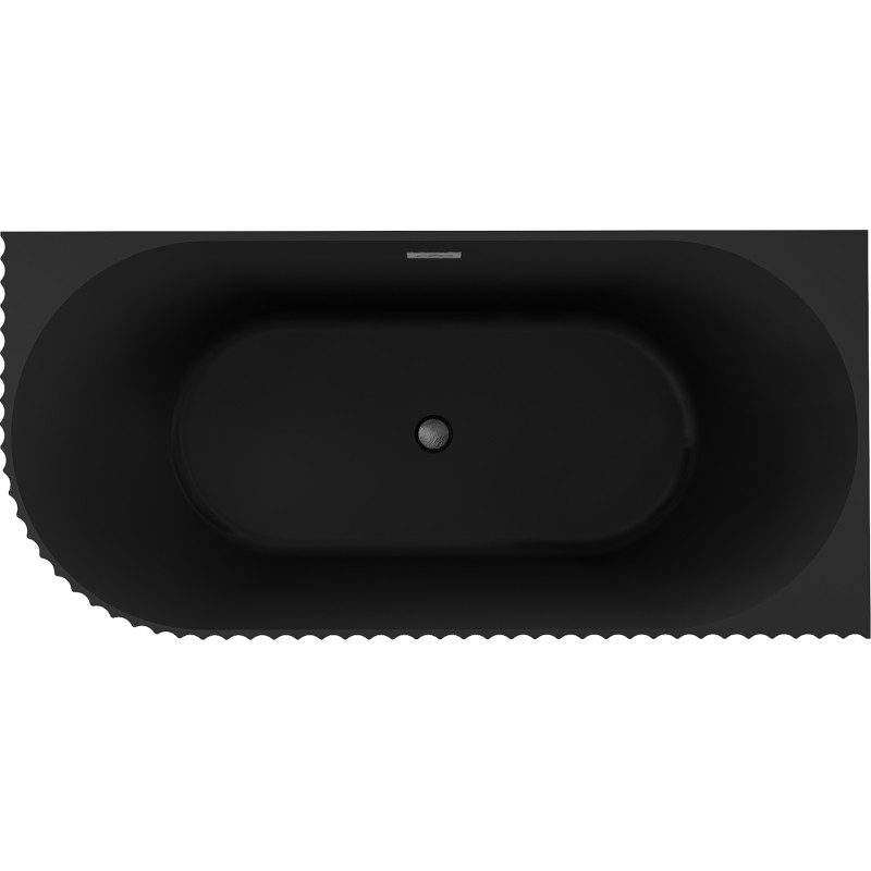 Mexen Gia Free-standing Corner Bathtub Right Fluted 150 x 75 cm, Black Matte, Overflow Gun Gray Brushed - 52701507571P-66