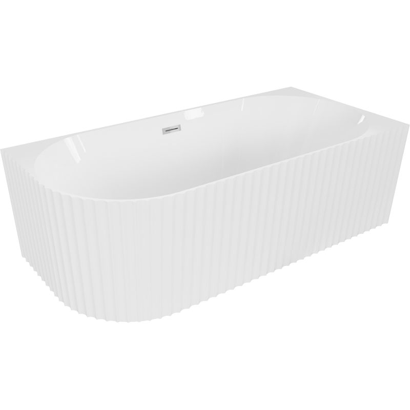Mexen Gia freestanding corner fluted right bathtub 170 x 80 cm, white gloss, chrome overflow - 52701708000P-01