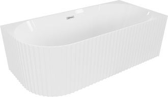 Mexen Gia Freestanding Corner Grooved Right Bathtub 170 x 80 cm, White Gloss, Chrome Overflow - 52701708000P-01