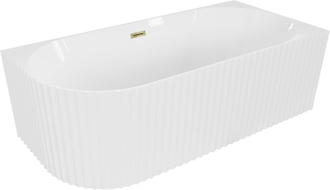 Mexen Gia free-standing corner grooved right bathtub 170 x 80 cm, white gloss, gold overflow - 52701708000P-50