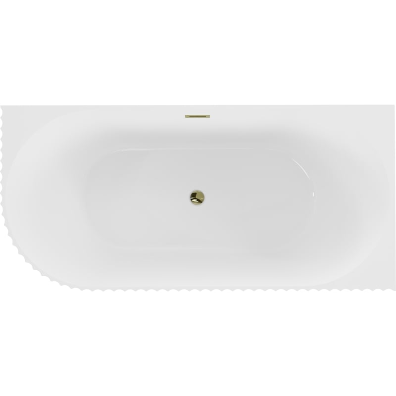 Mexen Gia free-standing corner grooved right bathtub 170 x 80 cm, white gloss, gold overflow - 52701708000P-50