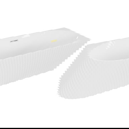 Mexen Gia freestanding corner grooved right bathtub 170 x 80 cm, white gloss, brushed gold overflow - 52701708000P-55