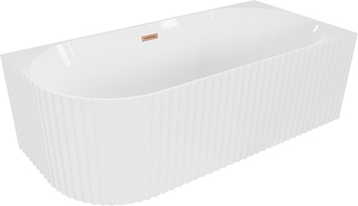 Mexen Gia freestanding corner fluted right 170 x 80 cm, white gloss, brushed copper overflow - 52701708000P-65