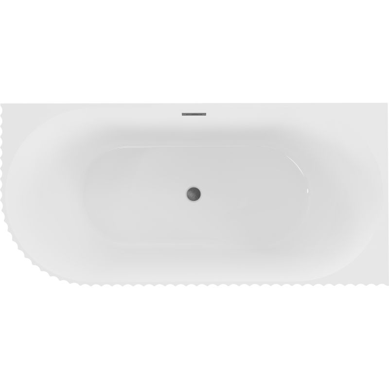 Mexen Gia freestanding corner ribbed right bathtub 170 x 80 cm, white gloss, brushed gun gray overflow - 52701708000P-66
