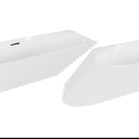 Mexen Gia freestanding corner ribbed right bathtub 170 x 80 cm, white gloss, black overflow - 52701708000P-70