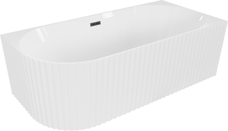 Mexen Gia freestanding corner ribbed bath right 170 x 80 cm, white gloss, black overflow - 52701708000P-70