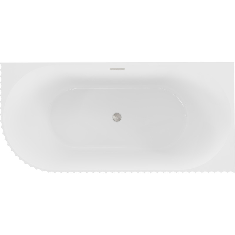 Mexen Gia freestanding corner fluted right bathtub 170 x 80 cm, white gloss, brushed nickel overflow - 52701708000P-97