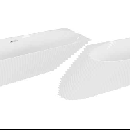 Mexen Gia freestanding corner bathtub fluted right 170 x 80 cm, white gloss, brushed nickel overflow - 52701708000P-97