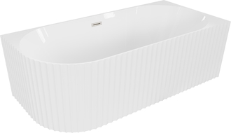 Mexen Gia freestanding corner fluted right bathtub 170 x 80 cm, white gloss, brushed nickel overflow - 52701708000P-97