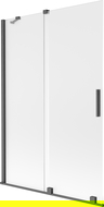 Mexen Velar 2-wing Sliding Shower Screen 120 x 150 cm, Frosted, Brushed Gun Gray - 896-120-000-31-66