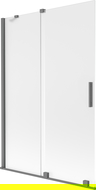 Mexen Velar sliding bath screen 2-wing 120 x 150 cm, frost, gun metal - 896-120-000-31-95