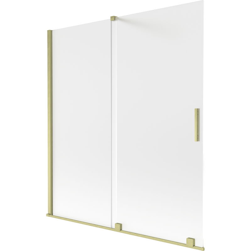 Mexen Velar 2-leaf Sliding Bath Screen 150 x 150 cm, Frosted, Brushed Gold - 896-150-000-31-55