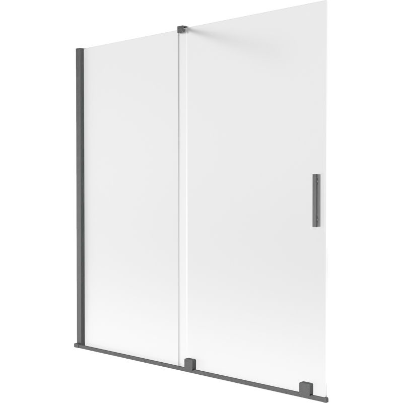 Mexen Velar 2-wing Sliding Bathtub Screen 150 x 150 cm, Frosted, Brushed Gun Gray - 896-150-000-31-66