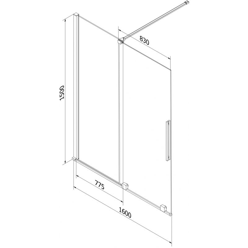 Mexen Velar 2-panel sliding bath screen 160 x 150 cm, frosted, black - 896-160-000-31-70