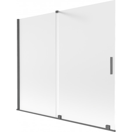 Mexen Velar bathtub screen 2-wing sliding 180 x 150 cm, frost, brushed gun gray - 896-180-000-31-66