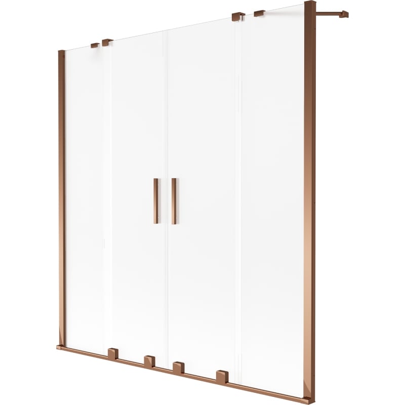 Mexen Velar Duo 2-panel sliding bath screen 150 x 150 cm, frosted, rose gold - 896-150-000-32-60