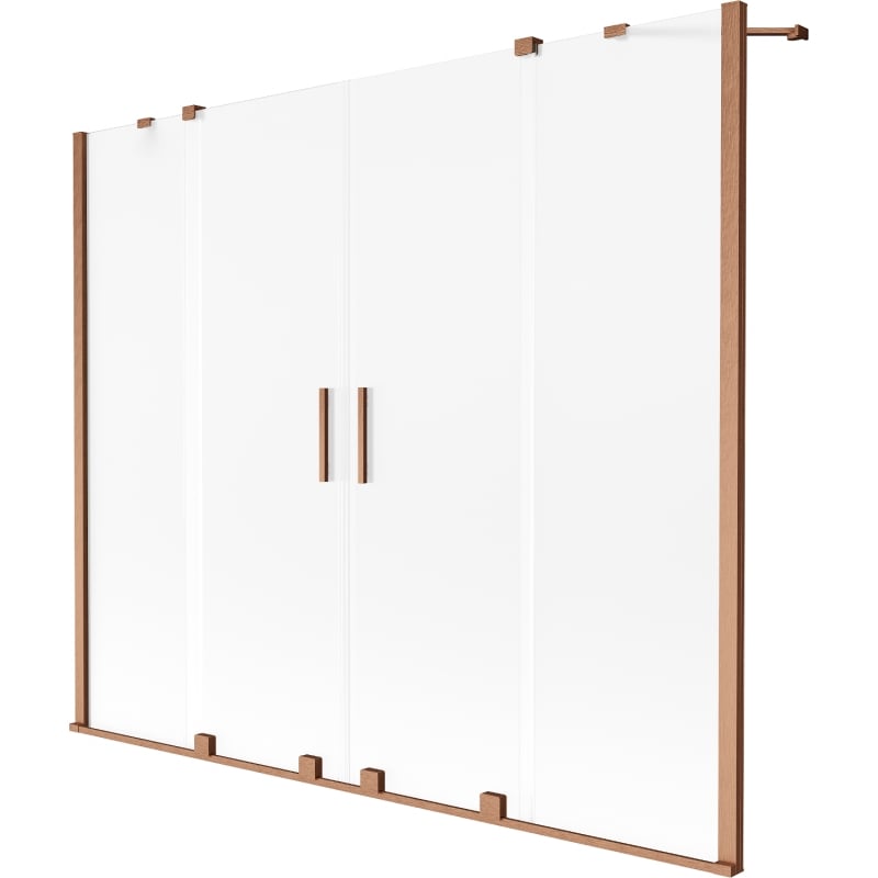 Mexen Velar Duo 2-panel sliding bath screen 180 x 150 cm, frost, brushed copper - 896-180-000-32-65