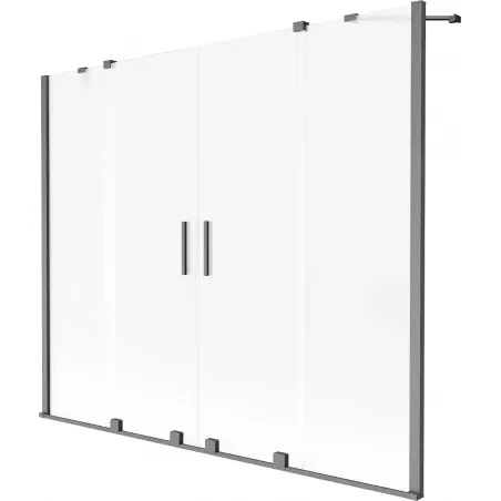 Mexen Velar Duo 2-wing Sliding Bath Screen 180 x 150 cm, Frosted, Brushed Gun Gray - 896-180-000-32-66