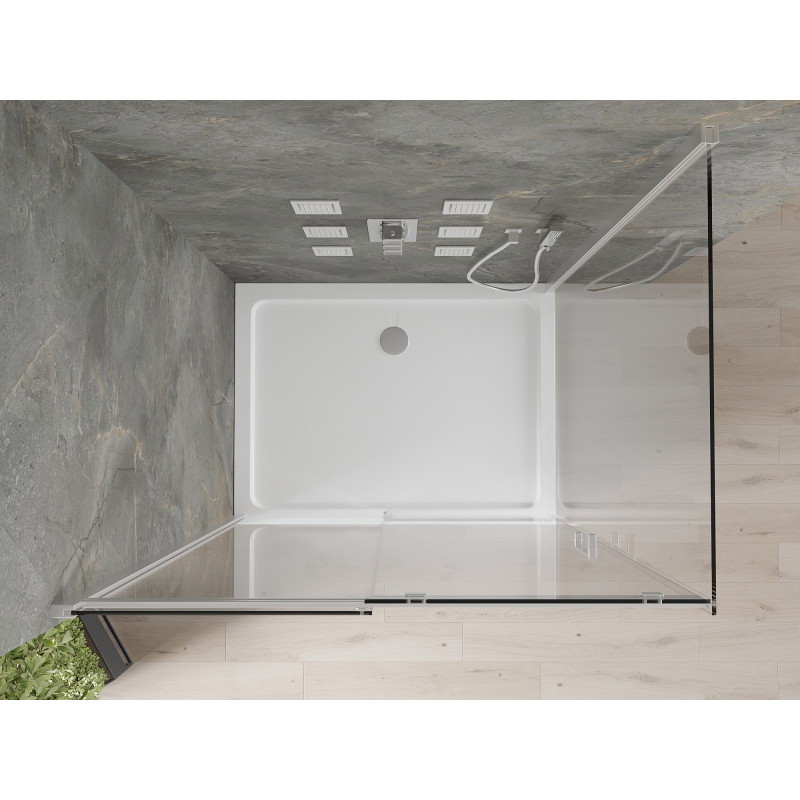 Mexen Omega sliding shower cabin 110 x 70 cm, transparent, chrome + Flat shower tray - 825-110-070-01-00-4010