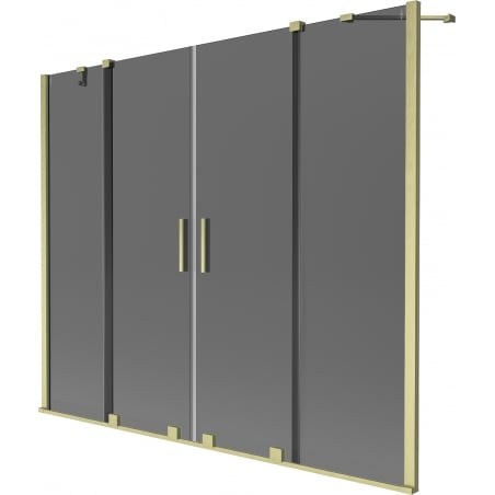 Mexen Velar Duo bathtub screen 2-panel sliding 180 x 150 cm, graphite, brushed gold - 896-180-000-42-55