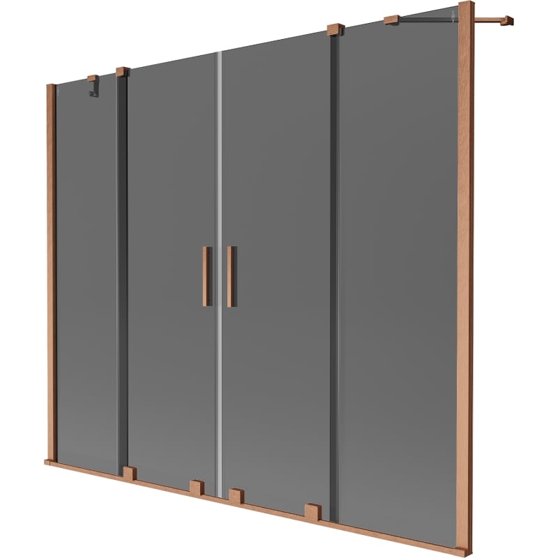Mexen Velar Duo 2-wing sliding bath screen 180 x 150 cm, graphite, brushed copper - 896-180-000-42-65