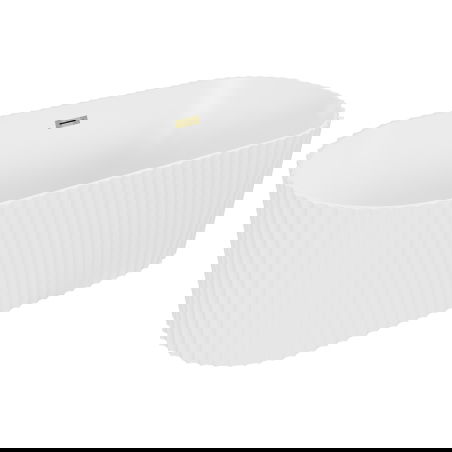 Mexen Paola freestanding fluted bathtub 170 x 80 cm, matte white, gold overflow - 52721708001-50