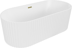 Mexen Paola freestanding fluted bathtub 170 x 80 cm, matte white, gold overflow - 52721708001-50