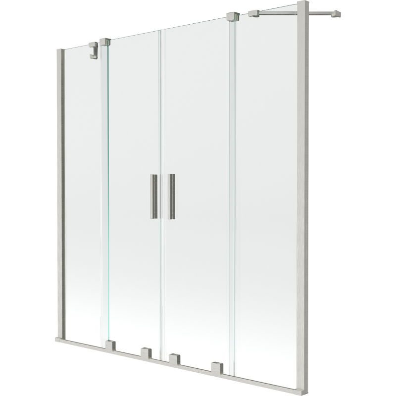 Mexen Velar Duo 2-wing sliding bathtub screen 150 x 150 cm, transparent, brushed nickel - 896-150-000-02-97