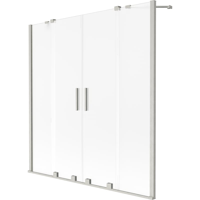 Mexen Velar Duo Bath Screen 2-panel Sliding 150 x 150 cm, Frosted, Brushed Nickel - 896-150-000-32-97