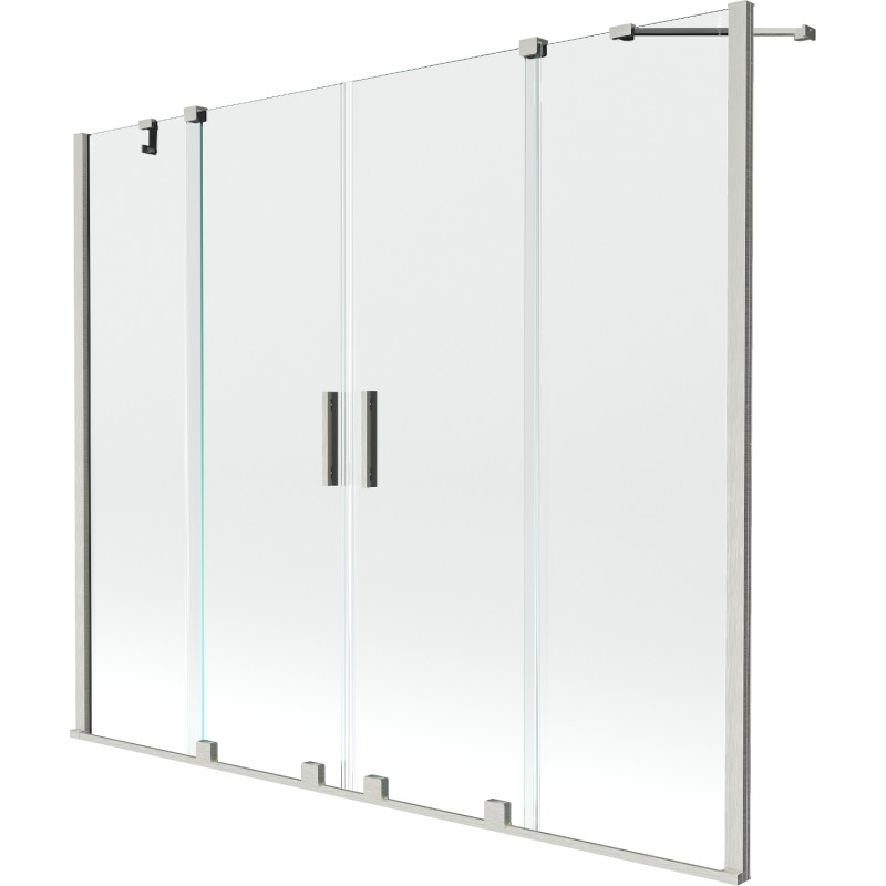 Mexen Velar Duo Bathtub Screen 2-Panel Sliding 180 x 150 cm, Transparent, Brushed Nickel - 896-180-000-02-97