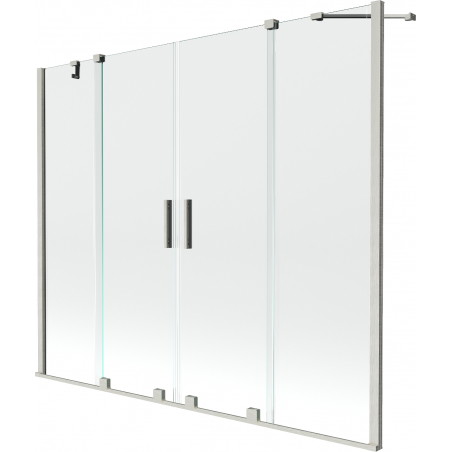 Mexen Velar Duo Bathtub Screen 2-Panel Sliding 180 x 150 cm, Transparent, Brushed Nickel - 896-180-000-02-97