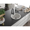 Mexen Diego granite kitchen sink 1-bowl with Elia kitchen faucet, white - 6512-20-670101-70