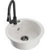 Mexen Diego granite kitchen sink 1-bowl with Elia kitchen faucet, white - 6512-20-670101-70