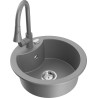 Mexen Diego granite sink 1-bowl with Elia kitchen faucet, gray - 6512-71-670101-71