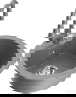 Mexen Diego 1-bowl granite sink with Elia kitchen tap, grey - 6512-71-670101-71