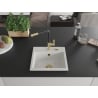 Mexen Milo granite sink 1-bowl with Flora kitchen tap, white - 6505-20-670401-57-G