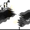 Mexen Milo 1-compartment granite sink with a kitchen mixer tap Flora, Black/Silver metallic - 6505-73-670401-57-G