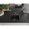 Mexen Milo granite sink 1-bowl with Flora kitchen tap, black/silver metallic - 6505-73-670401-57-G