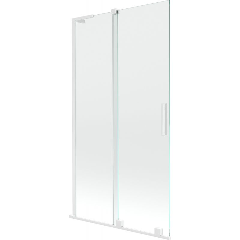 Mexen Velar L Bathtub Screen 2-Panel Sliding 100 x 150 cm, Transparent, White - 896-100-003-01-20