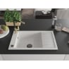 Mexen Elias 1-Bowl Granite Sink with Drainer and Flora Kitchen Tap, White - 6511-20-670401-57-B