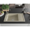 Mexen Elias one-bowl granite sink with drainer and Flora kitchen faucet, beige - 6511-69-670401-09