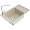 Mexen Elias one-bowl granite sink with drainer and Flora kitchen faucet, beige - 6511-69-670401-09