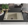 Mexen Elias granite sink 1-bowl with drainer and Flora kitchen faucet, beige - 6511-69-670401-57-B