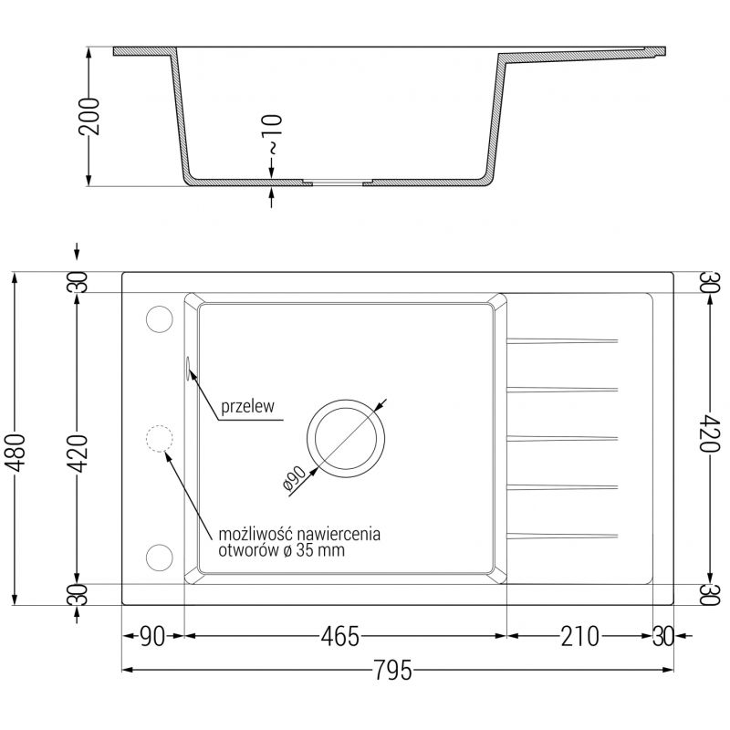 Mexen Elias granite sink 1-bowl with drainer and Flora kitchen faucet, beige - 6511-69-670401-57-B
