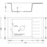 Mexen Elias 1-bowl granite sink with drainer and Flora kitchen tap, grey - 6511-71-670401-57-G