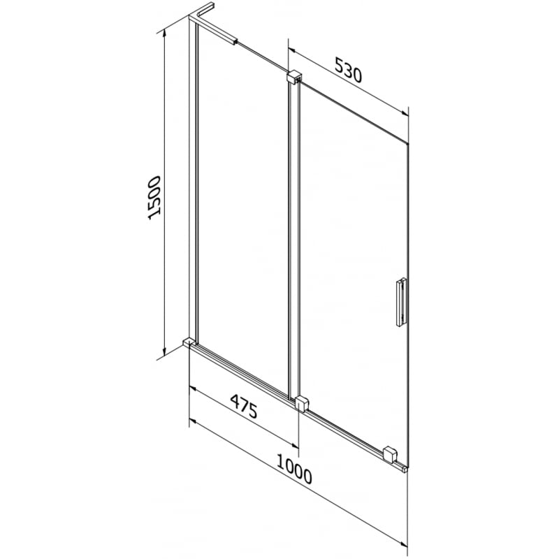 Mexen Velar L Sliding Bathtub Screen 2-Panel 100 x 150 cm, Transparent, Rose Gold - 896-100-003-01-60