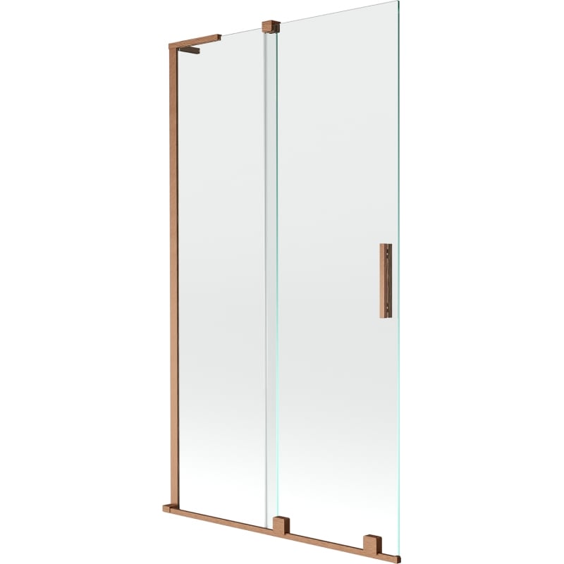 Mexen Velar L 2-wing sliding bath screen 100 x 150 cm, transparent, brushed copper - 896-100-003-01-65