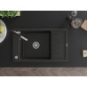 Mexen Elias granite kitchen sink 1-bowl with drainer and Flora kitchen faucet, black/gold metallic - 6511-75-670401-07